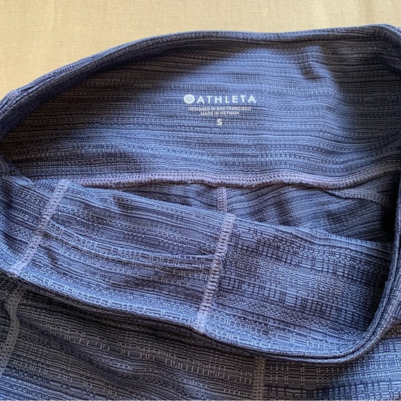 Athleta Jacquard Mesh Capri Leggings S Periwinkle High Rise 22” Crop Gym Yoga - Picture 12 of 16